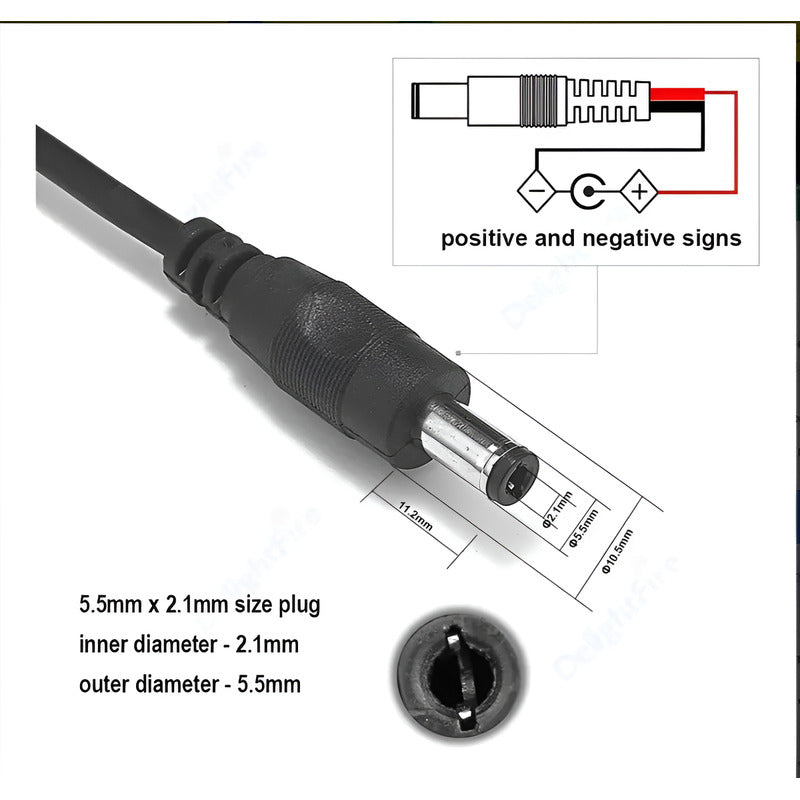 Cable Extensión 5mts 12v Para Camara De Seguridad Vshop Negro