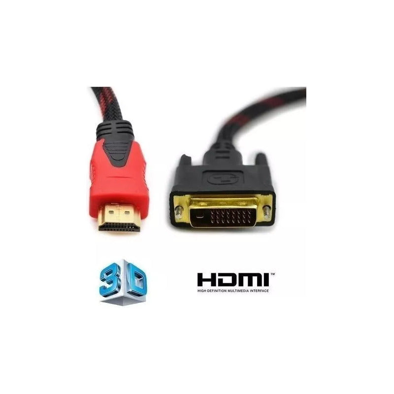 Cable 2m Conexion Hdmi A Dvi 24+1 / Hdtv V1.4 Rojo Con Negro