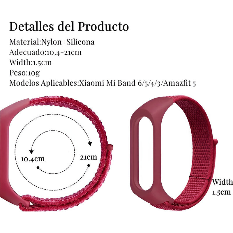 Correa Nylon Para Xiaomi Watch Ajustable Cómodo Transpirable Rojo 1.5 Cm
