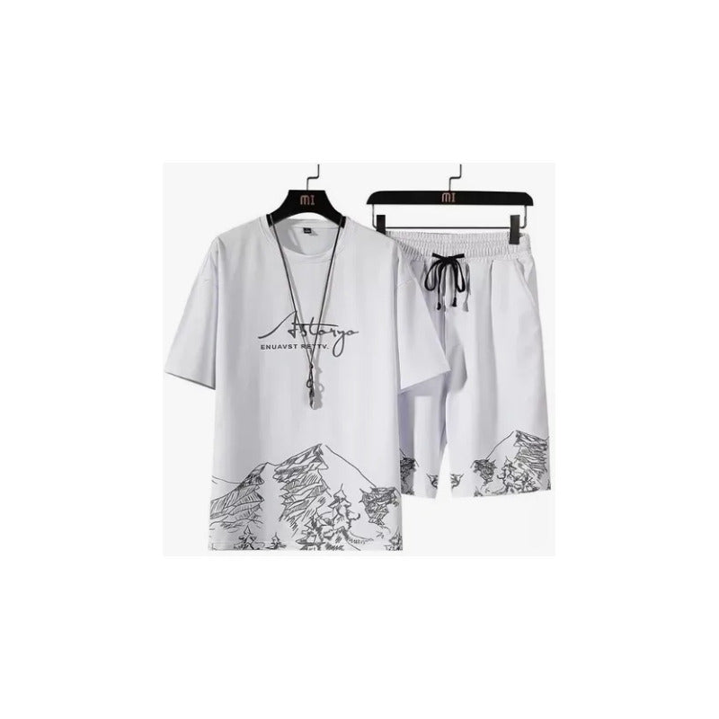 Conjunto De Camiseta Y Pantalón Para Hombre, Chándal Blanco Blanco 5xl