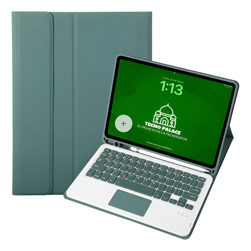 Funda Teclado Iluminado Para iPad Pro 12.9 5th 6th Verde Oscuro