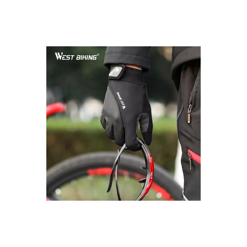 Guantes West Biking Ruta Dedo Largo Bicicleta Negro M