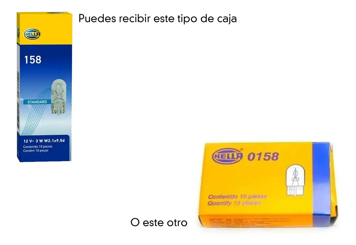 Ampolletas Hella Cola Pez T10 W3w Caja 10u 12v 3w