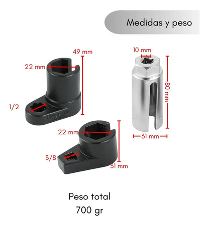 Kit 3 Dados Sensor Oxigeno 3 Pcs 1/2 Y 3/8 Pro