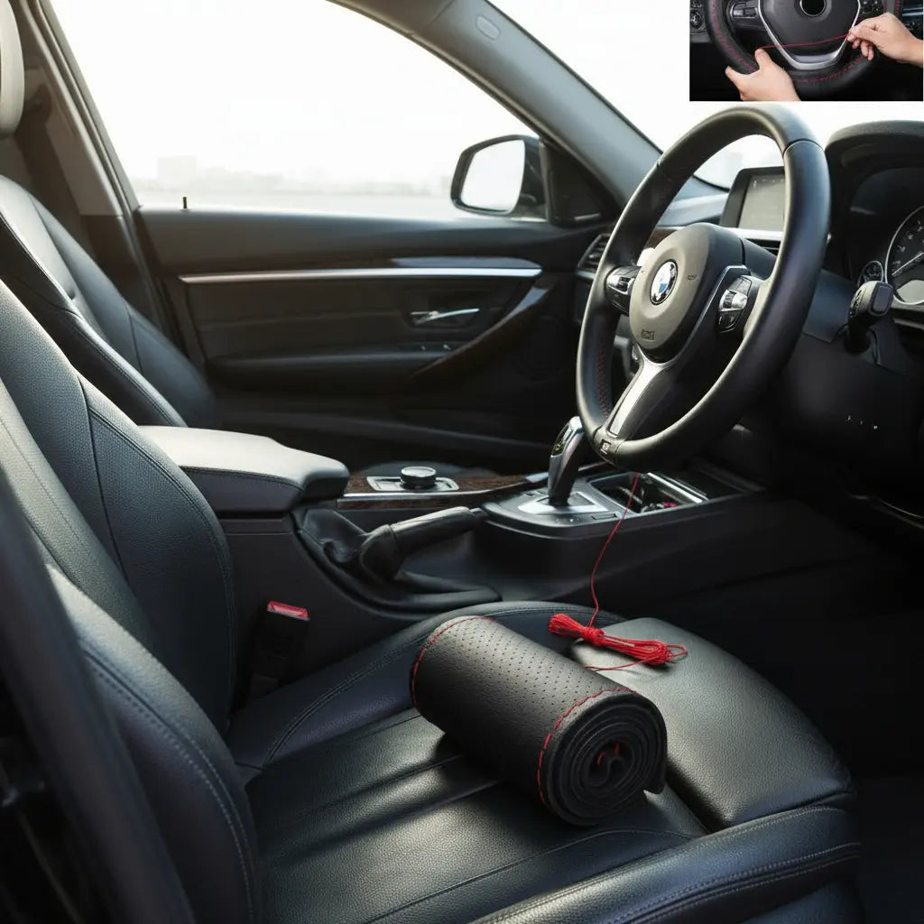 Funda Cubre Volante Cosido Antirresbalante Para Auto