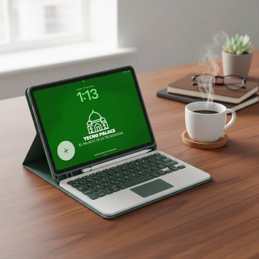 Funda Teclado Iluminado Para iPad Pro 12.9 5th 6th Verde Oscuro