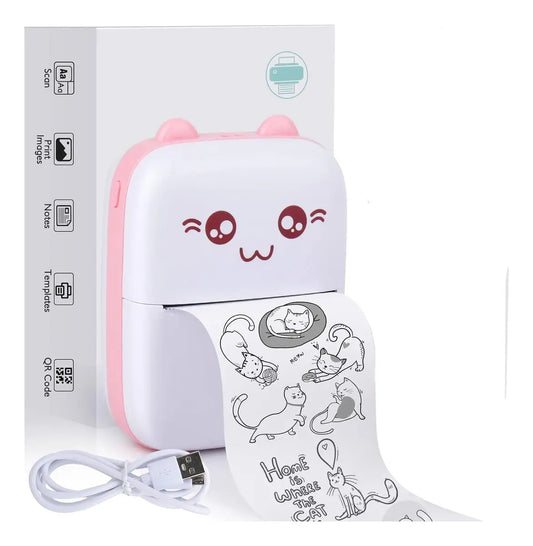 Mini Impresora Gatito Térmica Portátil - Rosa
