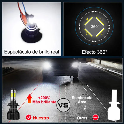 Kit Turbo Led 4 Lados H4 H13 9004 9007 Alta/baja Auto H13