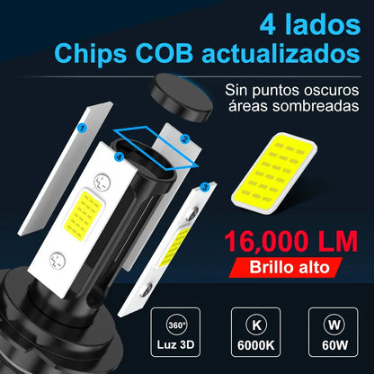 Kit Turbo Led 4 Lados H4 H13 9004 9007 Alta/baja Auto H13
