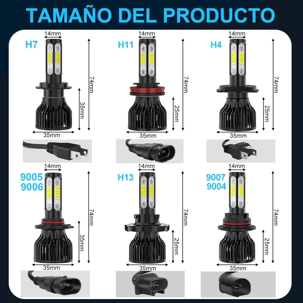 Kit Turbo Led 4 Lados H4 H13 9004 9007 Alta/baja Auto H13