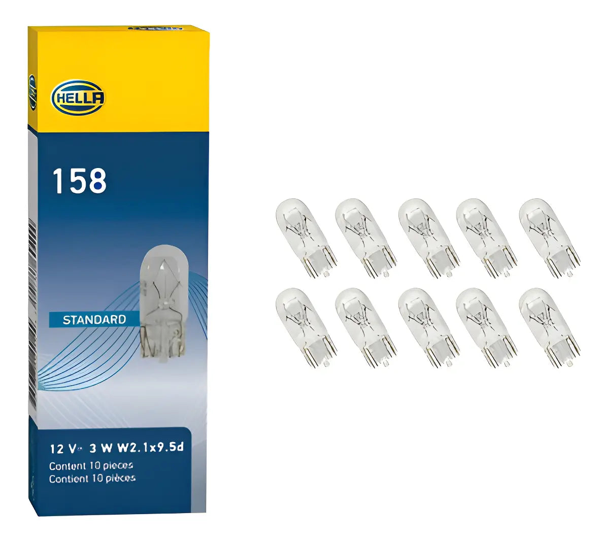Ampolletas Hella Cola Pez T10 W3w Caja 10u 12v 3w