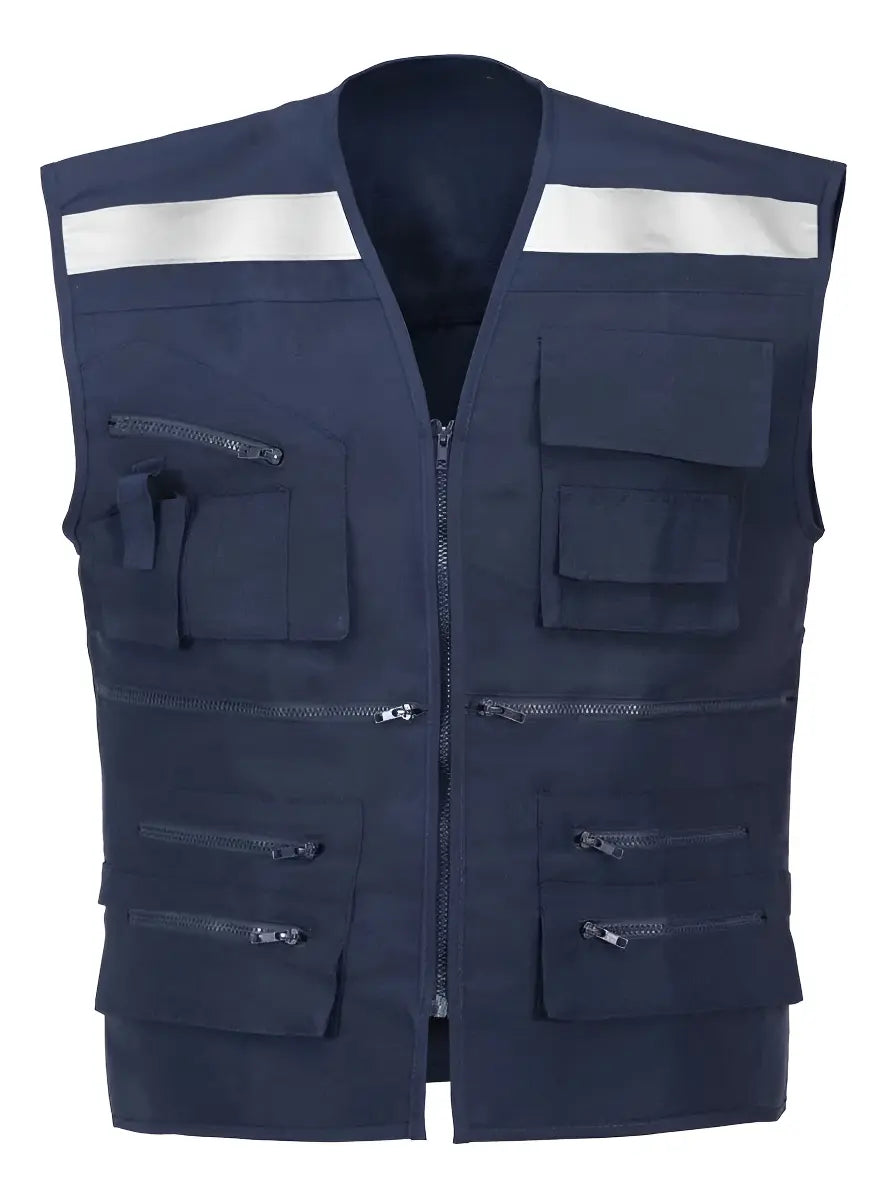 Chaleco Geologo Poplin Con Reflectantes Colores Azul L