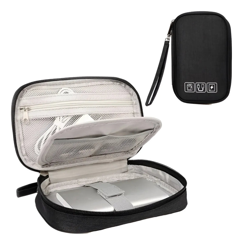Bolso Organizador De Cables Para Viaje Con Compartimentos Negro