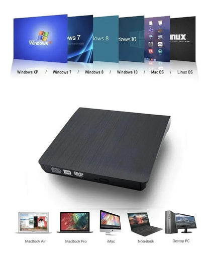 Grabador Lector Externo Usb 3.0 Dvd/cd Slim Para Win Mac