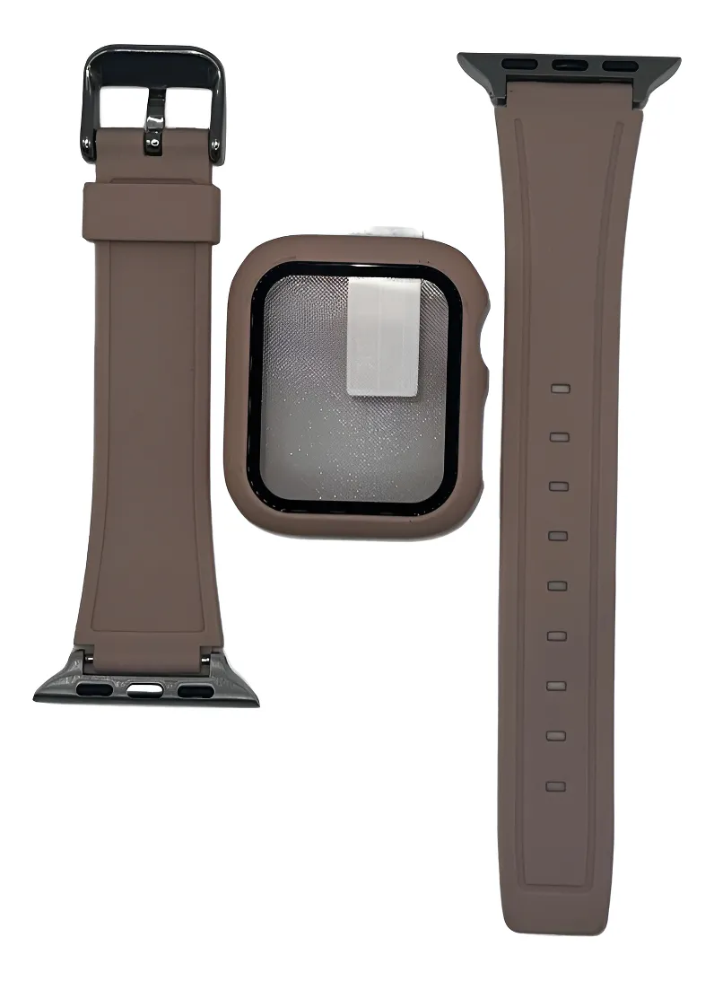 Correa Para Applewatch Silicona + Protector Cristal 40mm Cafe