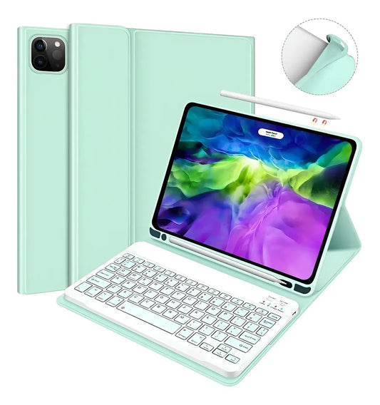 Funda Para iPad Pro 12.9 5 Generación + Teclado Verde Claro