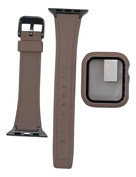 Correa Para Applewatch Silicona + Protector Cristal 40mm Café