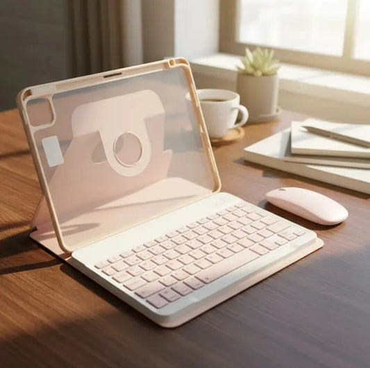 Funda Rotar 360+teclado+ratón Para iPad Pro 11 2022/2021 Rosa