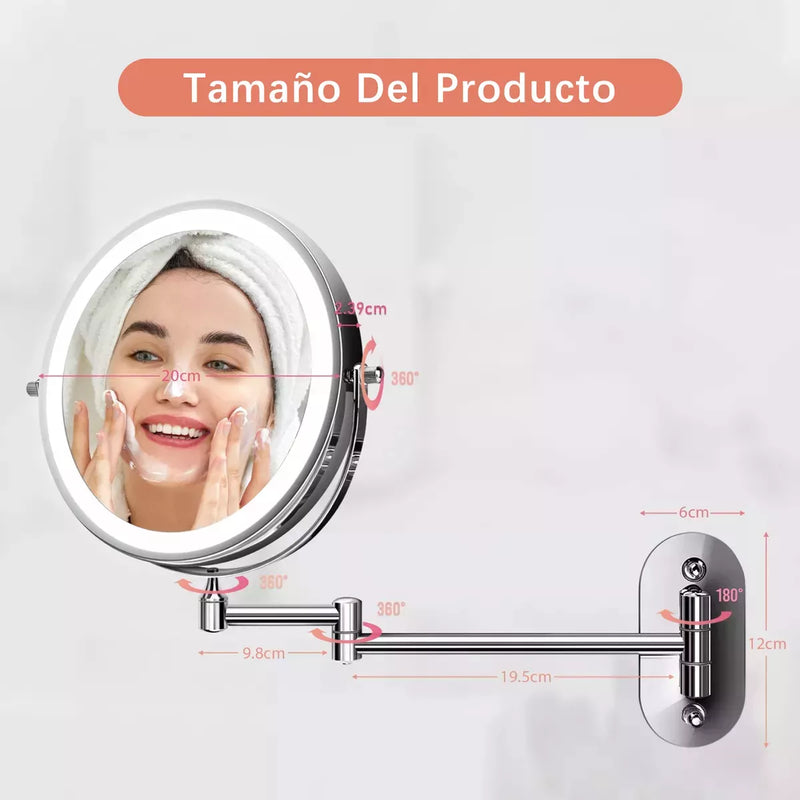 Espejo Iluminado De Pared Recargable De Doble Zoom X7