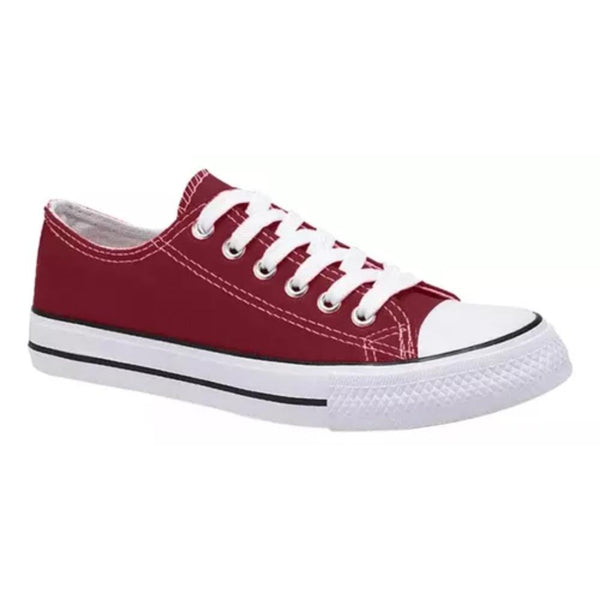 Zapatilla Urbana De Lona Unisex Casual - Color Rojo