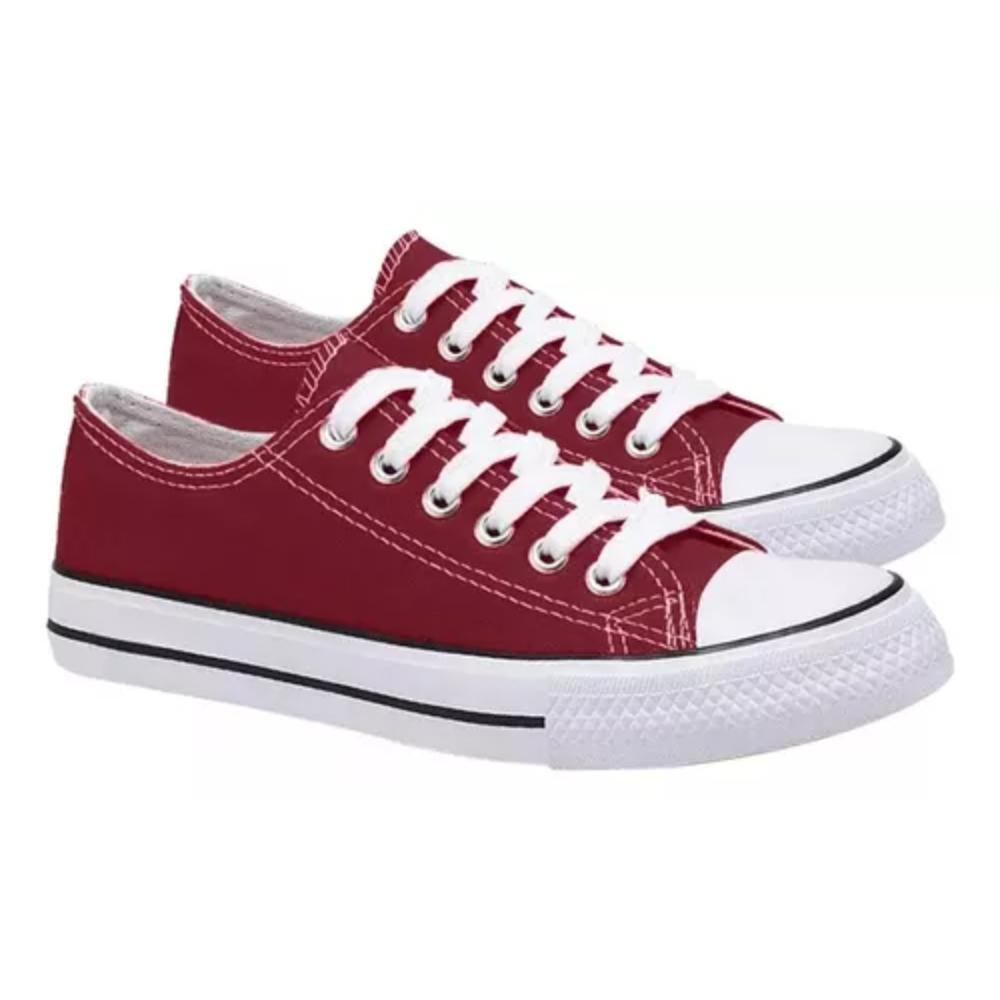 Zapatilla Urbana De Lona Unisex Casual - Color Rojo