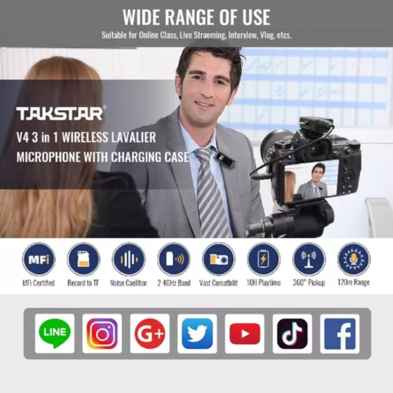 Microfonos Inalambrico Takstar V4 Solapa para iPhone iPad